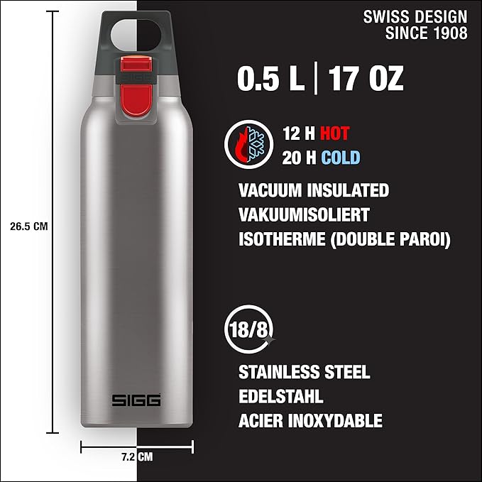 SIGG - Insulated Water Bottle - Thermo Flask Hot & Cold One with Tea Infuser - Leakproof, BPA Free - 18/8 Stainless Steel - 17oz