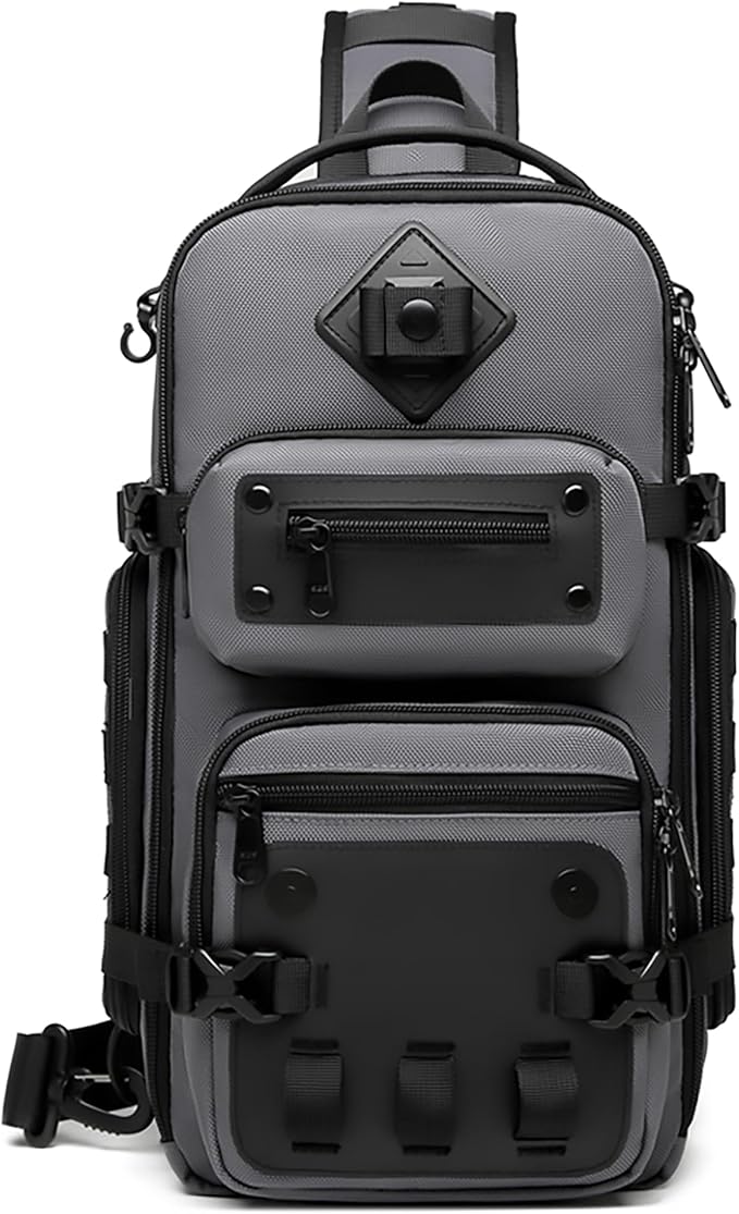 OZUKO Tactical Backpack Chest Sling Bags for Men, Waterproof Crossbody Shoulder Daypack for Outdoor Walking Hiking Trekking (Dark gray)