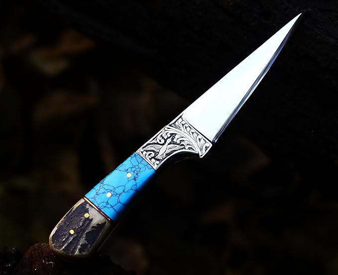 KNI-3140 Custom Handmade D2 Steel Knife with Leather Sheath 3D Engraved