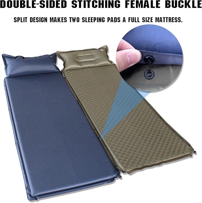 WILD FUN Sleeping Pad for Camping Self Inflating 1.5" Thick Foam Camping Sleeping Pad with Pillow Air Mattress Camping,Backpacking,Hiking