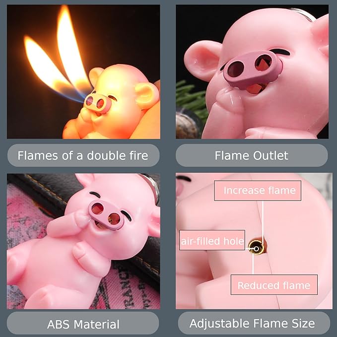 Cute Cartoon Animal Lighter Butane Refill, Pretty Aesthetic, Unique for Women Candles Gifts Camping BBQ (No Butane Fule) (25#)