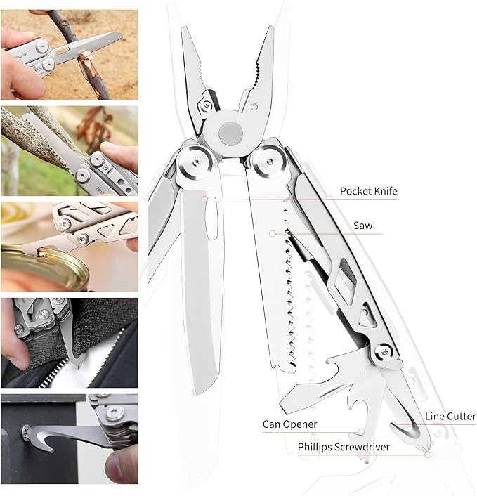 NexTool Flagship Pro Multitool, Foldable Utility Knife Multitool with Safety Locking, EDC Multitool with Pocket Knife, Full Size Scissors, Can Opener for Camping, Survival, Fishing, Cool Gifts for Men