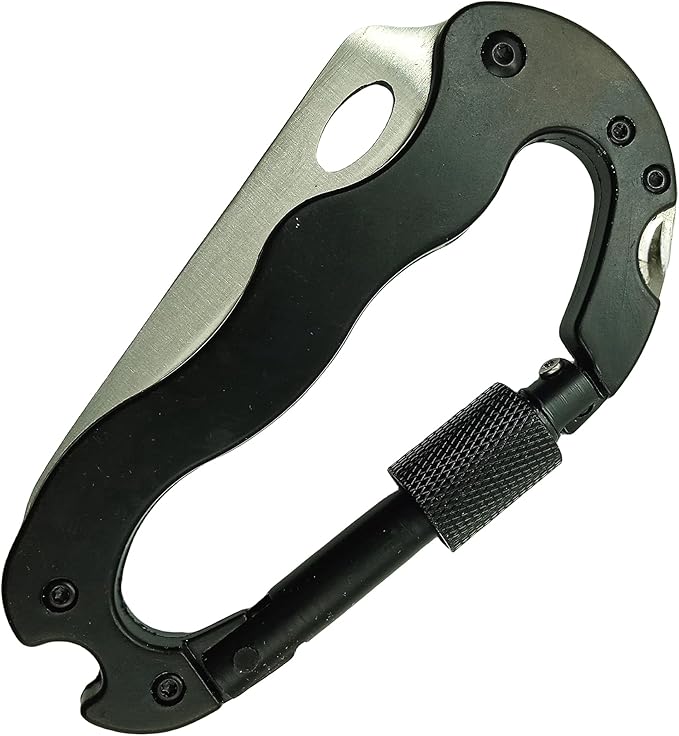 Multitool Carabiner with Folding Knife, EDC Keychain Carabiner Built in Pocket Knives and Screwdriver, Survival Gear for Outdoor Camping Hiking