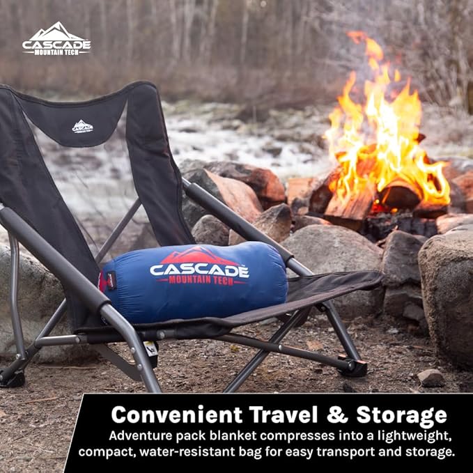 Cascade Mountain Tech Camping Blanket - Lightweight Outdoor Blanket for Camping, Picnics, Concerts, and Travel - 72" x 48"