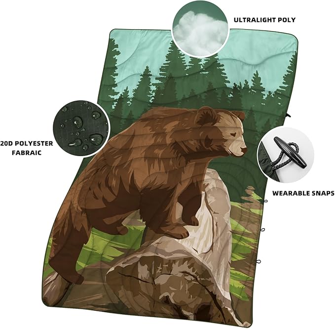 Outdoor Puffy Camping Blanket, Lightweight Windproof Warm Stadium Blanket, Packable Travel Camping Quilt for Cold Weather,Hiking, Backpacking,Sleeping, Hammock, Adventure 56"x 40"