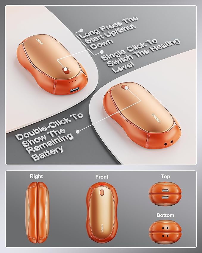 Hand Warmers Rechargeable 2 Pack - 15Hrs Long Heating Rechargeable Heater, Reusable Handwarmers, Portable Pocket Electric Hand Warmer Use As Winter Warm Christmas Birthday Gift