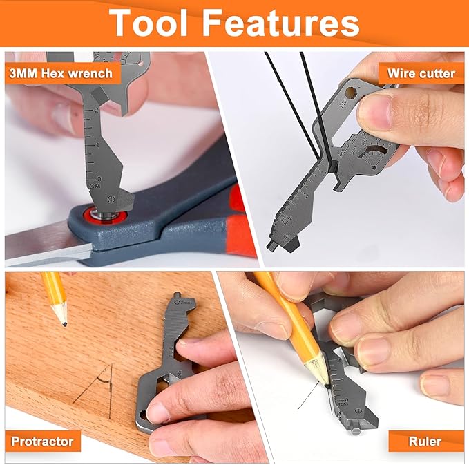 Men Keychain Multitool 2 Pack, 20 In 1 Key Shaped Pocket EDC Gadgets, Multi Tool with Drill Drive Screwdriver and Bottle Opener Keychain, Perfect Gifts for Men, Women, Dad and Outdoor, Black