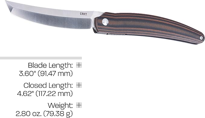 CRKT Ancestor Everyday Carry Folding Knife: Tanto with D2 Steel Blade, G10 Handle, Liner Lock, 5930