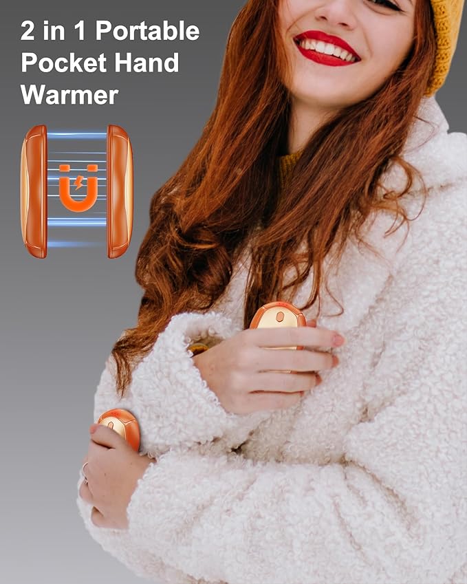 Hand Warmers Rechargeable 2 Pack - 15Hrs Long Heating Rechargeable Heater, Reusable Handwarmers, Portable Pocket Electric Hand Warmer Use As Winter Warm Christmas Birthday Gift