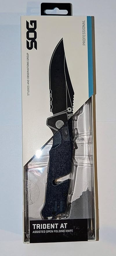 SOG Trident at/Uniform Blue/Tanto/Partially Serrated/PEG Box