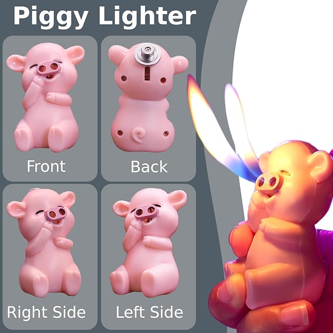 Cute Cartoon Animal Lighter Butane Refill, Pretty Aesthetic, Unique for Women Candles Gifts Camping BBQ (No Butane Fule) (25#)