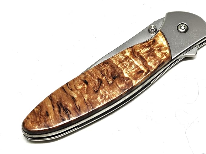 Curly Birch Solid Hanlde on Ken Onion Deisgned Leek with Plain Blade
