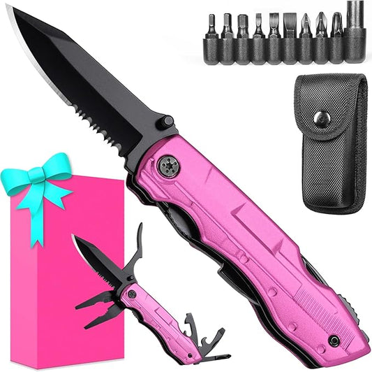 Gifts for Women Wife Best Friend Girlfriend Her, Mothers Day Gifts Pin-k Multitool Knife - Birthday Gifts for Women, Anniversary, Bridesmaid Gifts, Gifts for Women Who Have Everything, Christmas