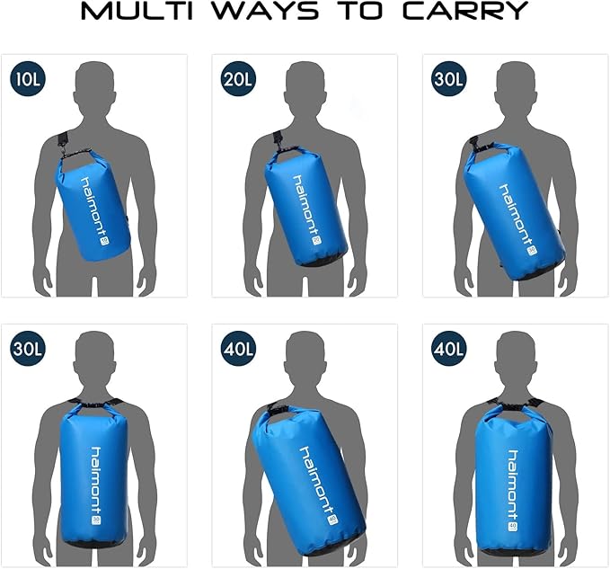 Haimont Waterproof Dry Bag Floating Dry Sack Roll Top Drybag Backpack for Kayaking, Rafting, Boating, Fishing with IPX8 Waterproof Phone Case, Blue, 40L