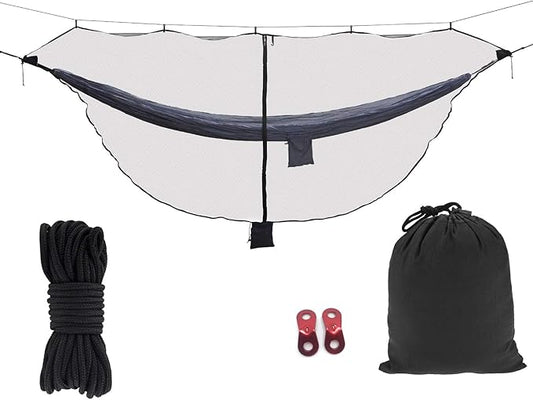 Mosquito net for Camping Hammock, Compact Lightweight Hammock Netting, 12' Long with Dual Sides Zippers Fits All Camping Hammocks