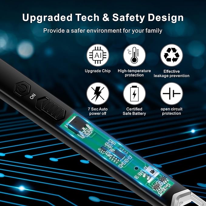 iinboBBQ Lighter Electric Lighter Rechargeable USB Candle Lighter with LED Battery Display Arc Lighter with Flexible Neck Flameless Long Lighters for Candles Grill BBQ Camping (Black)