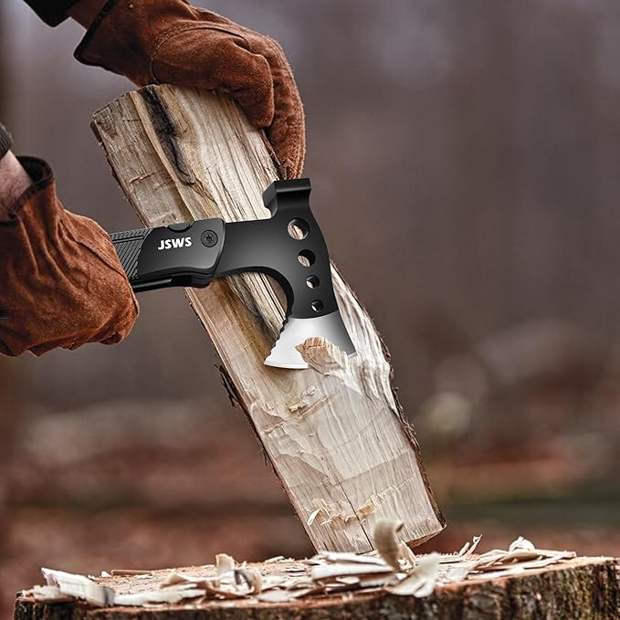 Multitool Axe Hammer 14-in-1 Portable Hatchet with 3.15'' Knife Blade Bottle & Can Opener Screwdriver Saw Christmas Gifts for Men Dad Husband Boyfriend Perfect for Camping Fishing Survival