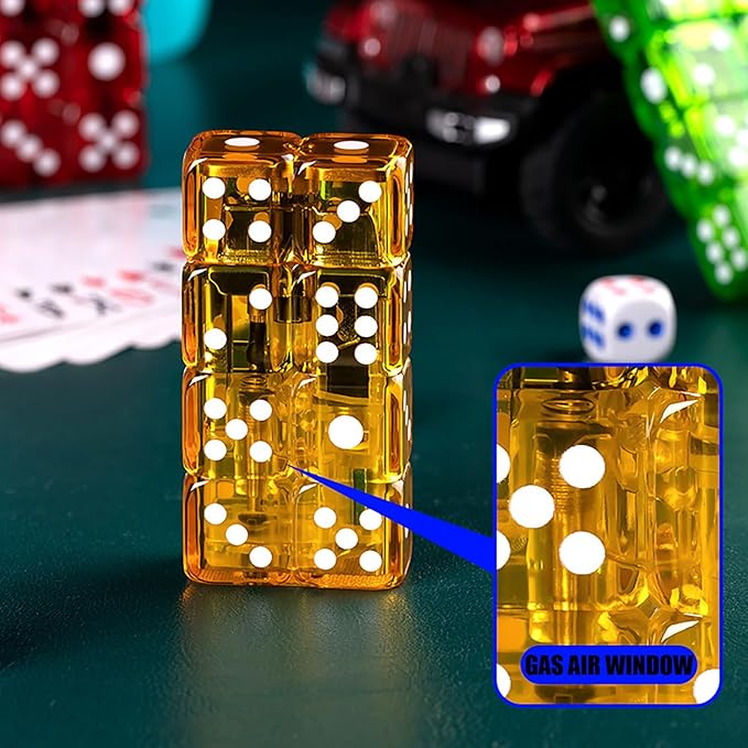 Flashing Dice Shape Lighter, Butane Dice Lighter Refillable Adjustable Windproof Unique Lighters for Men, Fireplace Candle Camping BBQ (Without Butane Gas) (21)