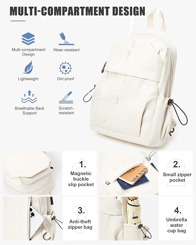 SEAFEW Tactical Backpacks Small Sling Bag Crossbody Backpack Shoulder Bag for Men Women, Multipurpose Anti-Theft Cross Body Chest Bags, One Strap Backpack for Walking Biking Travel Cycling Off White