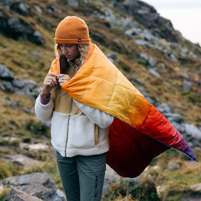Rumpl The NanoLoft Puffy Blanket | Indoor Outdoor Camping Blanket for Traveling, Picnics, Beach Trips, Concerts | 38" x 52" | Crisp Fade, Travel