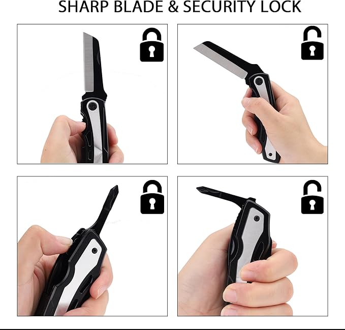 Multi-tool Pocket Knife, 17-in-1 Multitool with Sharp Tactical Knife Wire Cutter Bottle & Can Opener 9-Pack Screwdrivers Perfect for Camping Survival, Cool Gifts for Men Dad Husband Boyfriend