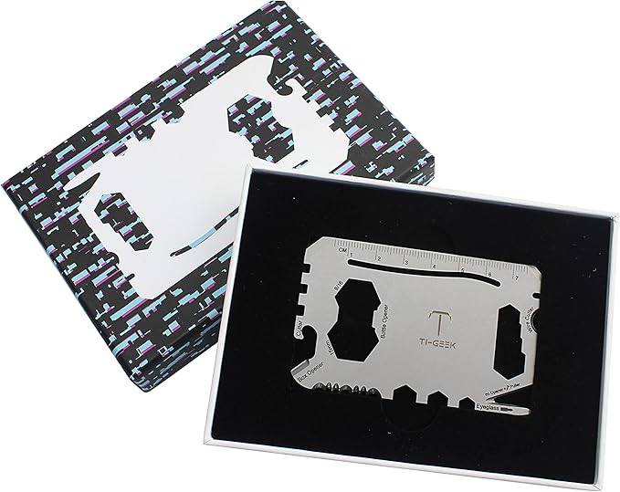 Pocket Tool - 17 in 1 Titanium Credit Card Size Multi-Tool for Quick Repairs and camping. Slim, Minimalist Card Wallet Tool Card. Gifts for Dad, Husband, Men.