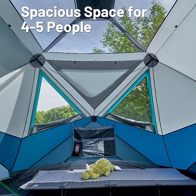 TIMBER RIDGE 4/6/8 Person Instant Pop Up Cabin Tent, Easy 60 Second Setup, Weather Resistant Camping Family Hub Tent with Rain Fly and Carry Bag for Camping Hiking Outdoor Travel