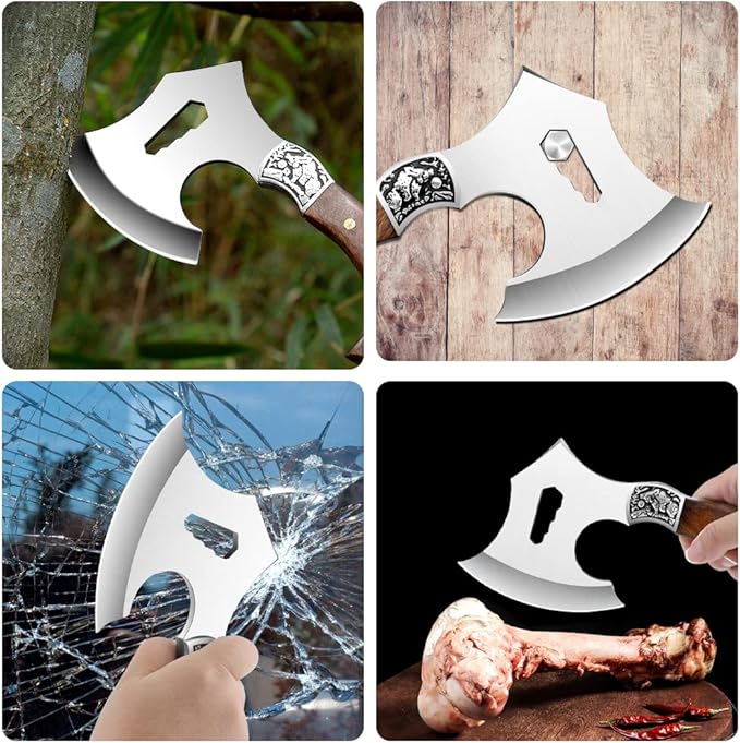 Camping Hatchet Camping Axe Forged High Carbon Steel for Meat Cleaver Axe Outdoor Splitting Wood Great for Axe Throwing, Camping, Survival, Outdoors and Chopping (719)