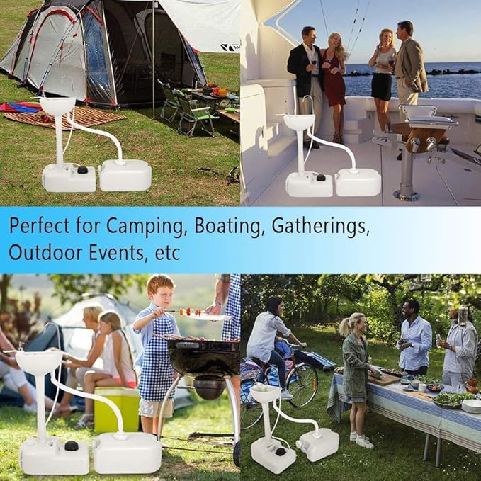 Outdoor Garden Portable Camping Hand Sink with 24L Recovery Tank, Removable Hand Washing Station Sanitary Ware for RV/Kitchen/Restaurant/Indoor, White