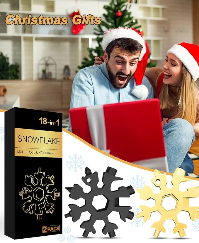 Stocking Stuffers for Adults Men, 2 Pack 18 in 1 Snowflake Multitool, Christmas Gifts for Men, White Elephant Gifts for Adults, Gifts for Dad Who Have Everything, Tool Gift for Him Women Husband Boys