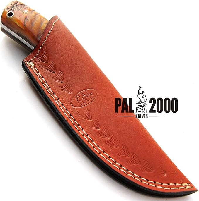 Custom Handmade Hunting Knife Bowie Knife Damascus Steel Survival Knife EDC 9'' Overall Ram Horn with Sheath 9396