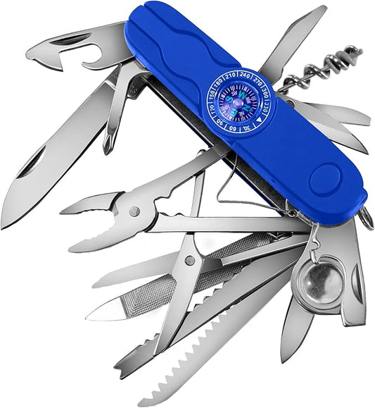 Swiss Eagle Ranger Multi-Tool Pocket Knife with Compass and 30 Tools All in Your Pocket Blue