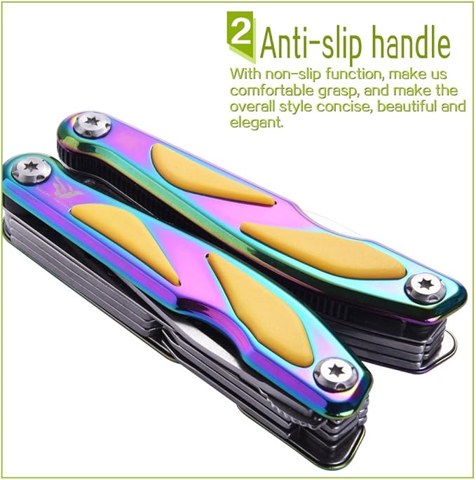 Outdoor Folding Multifunction Pliers with Spring inside-loaded and Side Lock Portable Camping Multipurpose Combination Tool Knife Pliers Colorful