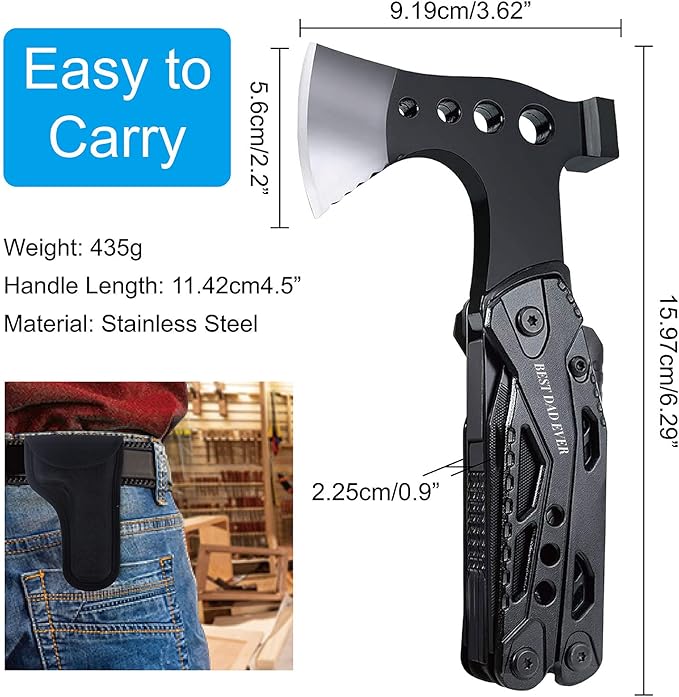 Gifts for Dad from Daughter Son,All in One Survival Tools Axe Hammer Multitool Camping Accessories,Birthday Father's day Christmas Thanksgiving day Gift Ideas for Men Father Him,ATH-702