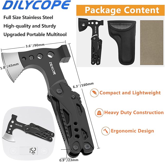 Gifts for Him Boyfriend Husband,Multitool Axe Hammer Camping Accessories Survival Gear and Equipment,Camping Gear Hatchet Hunting Hiking Fishing,Mens Gifts Ideas for Men Dad Gifts