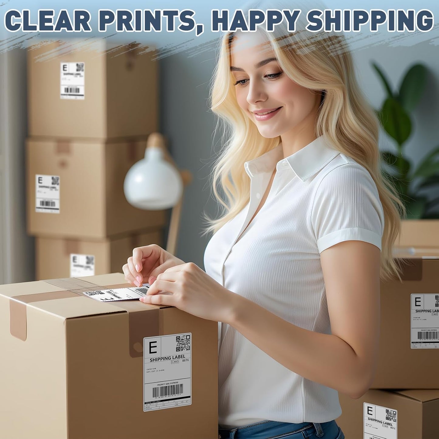 JTIEO Shipping Labels 4" x 6" Thermal Labels 1000 Fanfold Direct Thermal Label Printer Paper, Perforated White with Permanent Adhesive, Compatible with Most Thermal Printers.