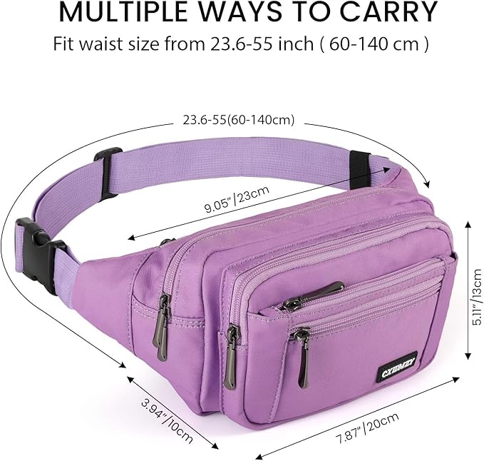 CXWMZY Fanny Packs For Women & Men Waist Pack Hip Bum Bag with Multi-Pockets Large Capacity Waterproof Casual Bum Bag for Disney Traveling Casual Cycling Running Hiking