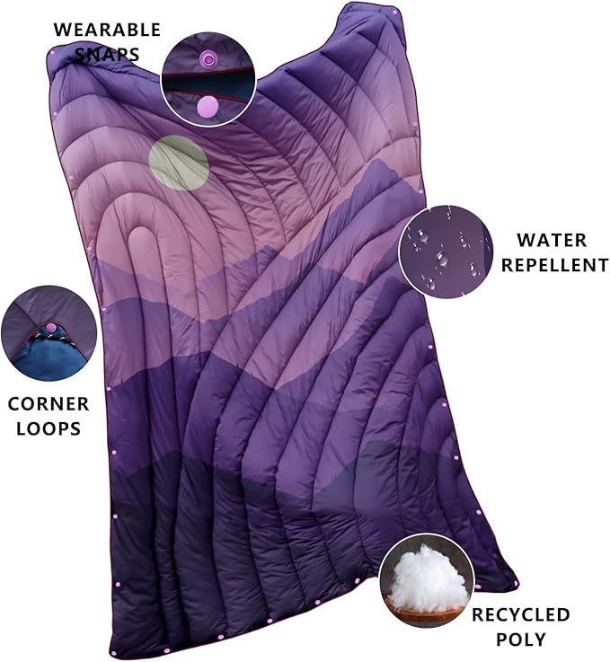Camping Blanket,Lightweight Down Alternative Puffy Printed Camping Blanket Packable Outdoor Blanket for Camping,Traveling, Stadium, Hiking, Picnics