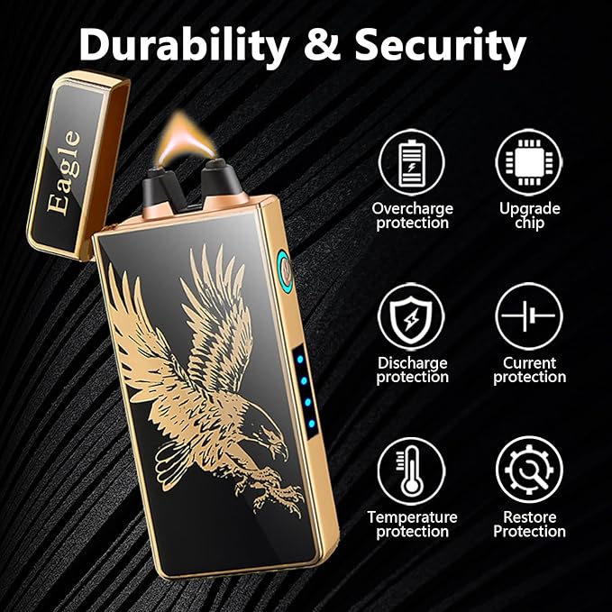 Arc Lighter Electric Lighters Rechargeable USB Lighter Windproof Flameless Plasma Lighter Candle Lighters, Cool lighters for Candle, Incense Stick(Eagle)