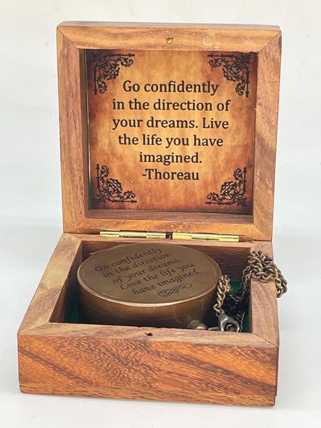 Nauticle Compass, Elegant Brass Compass with Engraved Pocket Sundial, Perfect Brass Decorative Objects, Timeless Navigation Perfect Brass Gifts for him.