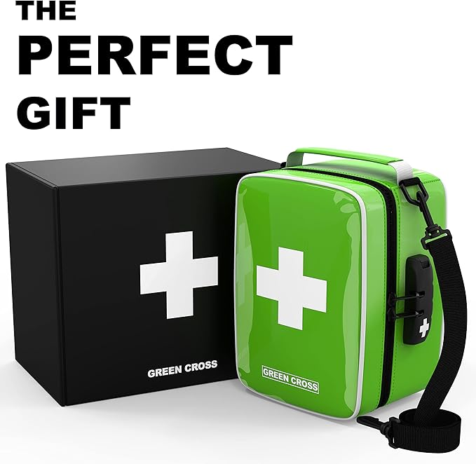 GREEN CROSS Smell Proof Bag Stash Box Medicine Bag Stash Bag 9x6x5 (Green Vinyl)