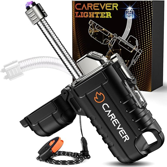 Electric Lighters Waterproof Gifts for Men: 360 Flexible USB Plasma Arc Camping Lighter - Christmas Stocking Stuffers for Adults Him Dad Husband Birthday Flameless Outdoor Grill Hunting Survival Gear