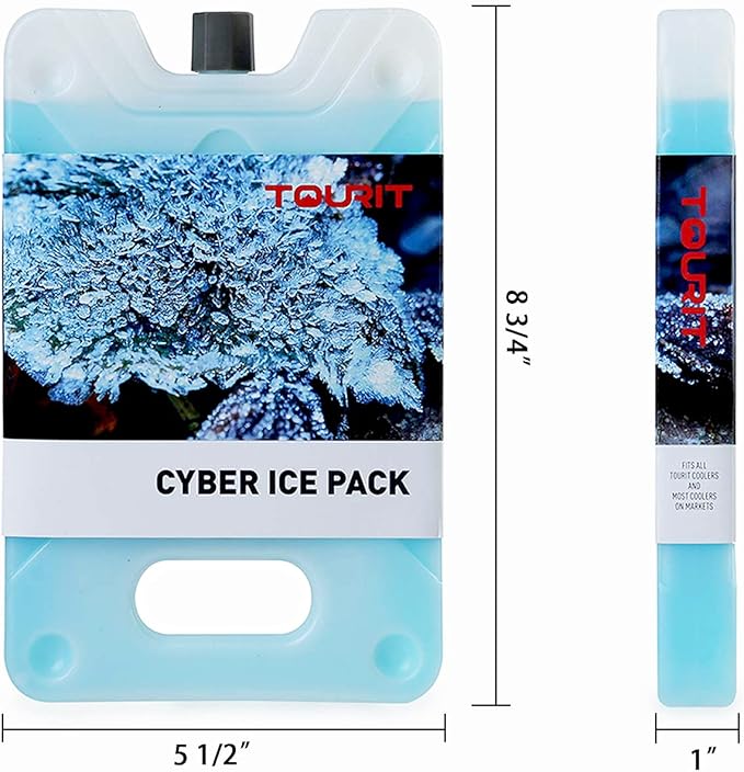 TOURIT Ice Pack for Lunch Box-8.75” x 5.5”-Reusable Long Lasting for Lunch and Cooler Bag-Camping, Beach, Picnics, Fishing and More