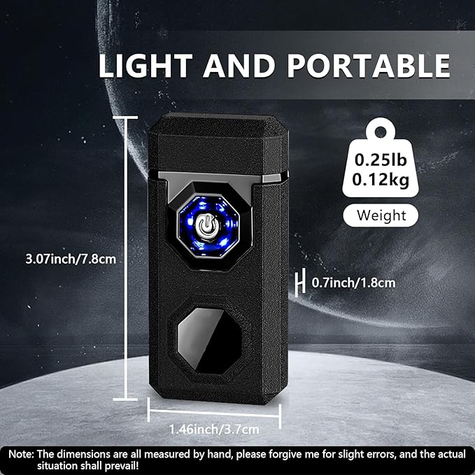 SKRFIRE Plasma Lighter Rechargeable Electric Lighter for Candle Arc Type C Electronic Torch Lighter Windproof Portable Metal Lighter with LED Power Display for Camping, Hiking, BBQ (Matte Black)
