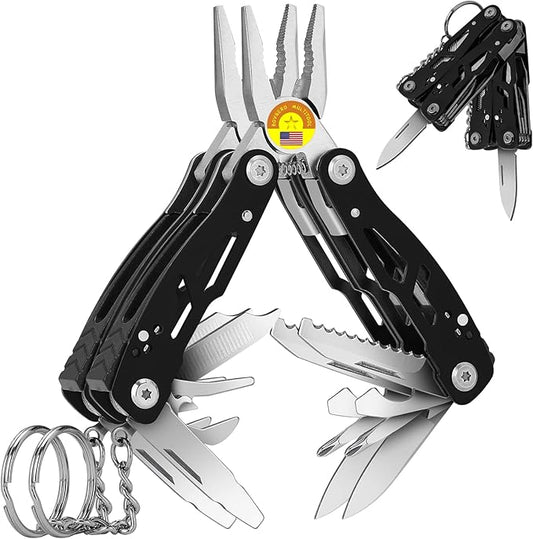 2PCS Bovgero Mini Multitool Pliers 15 in 1, Handmade Multi Tool Plier, Premium Keychain Multitool, Small Multi-tool, Birthday Father’s Day Gift for Men Him Husband Boyfriend Father Handyman