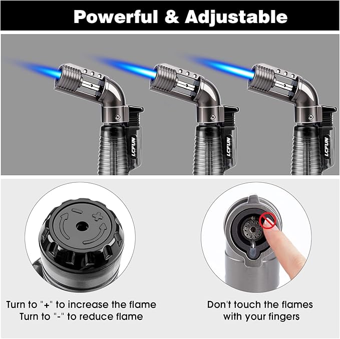 LcFun Torch Lighter 2 Pack Refillable Gas Butane Lighter Windproof Flame Lighter Single Jet Lighters Butane Torch Lighter for Candle, Campfire, Outdoor Fire Pit, Grill, Camping -Butane NOT Included