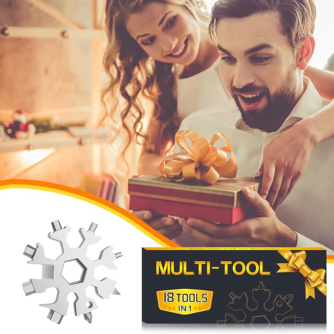 Stocking Stuffers for Men Dad Gifts, Multi Tool 2 Pack 18 in 1 Snowflake Hand Tools Christmas Xmas Gifts for Men and Women Outdoors Camping Portable Bottle Opener Flat Screwdriver Kit Wrench