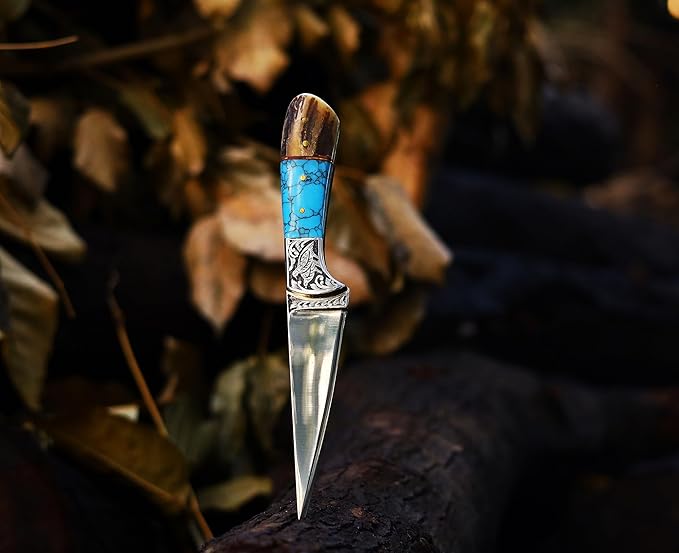 KNI-3140 Custom Handmade D2 Steel Knife with Leather Sheath 3D Engraved