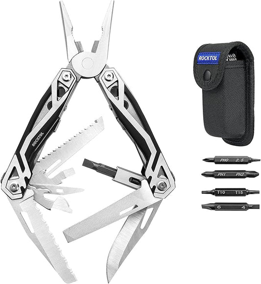 Multitool Pliers, 21-in-1 Stainless Steel Multi tool with Screwdriver, Bottle Opener, Nylon Sheath, Safety Locking Tool set