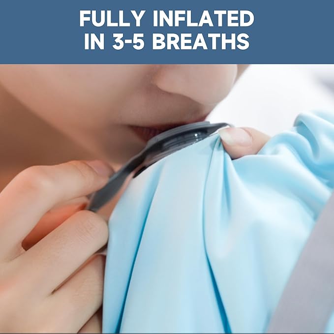 Inflatable Travel Pillow, 2-in-1 Camping Pillows for Sleeping with Removable Cover, Ergonomic & Lightweight Small Backpacking Pillow for Travel, Hiking, Camping, Outdoor